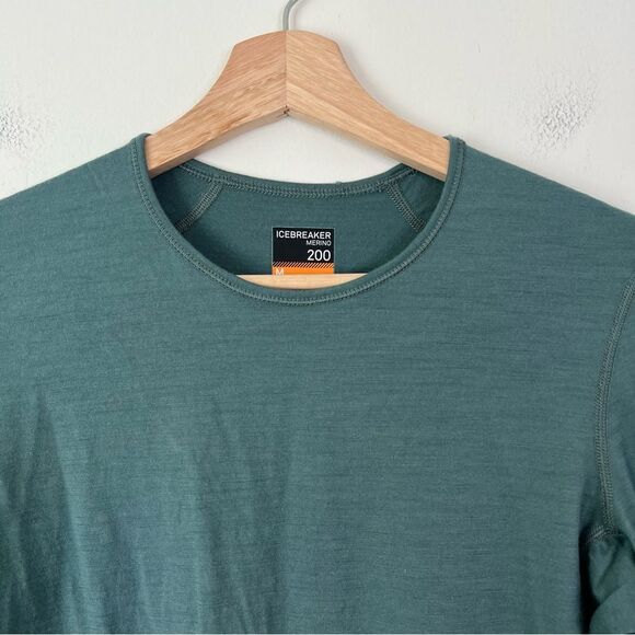 Icebreaker Merino 200 Base Layer Long Sleeve Top in Green Size - Picture 2 of 7